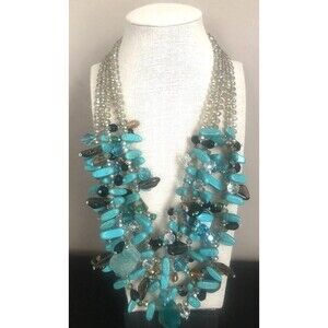 Glass Multi Strand Statement Necklace ~ Gorgeous!